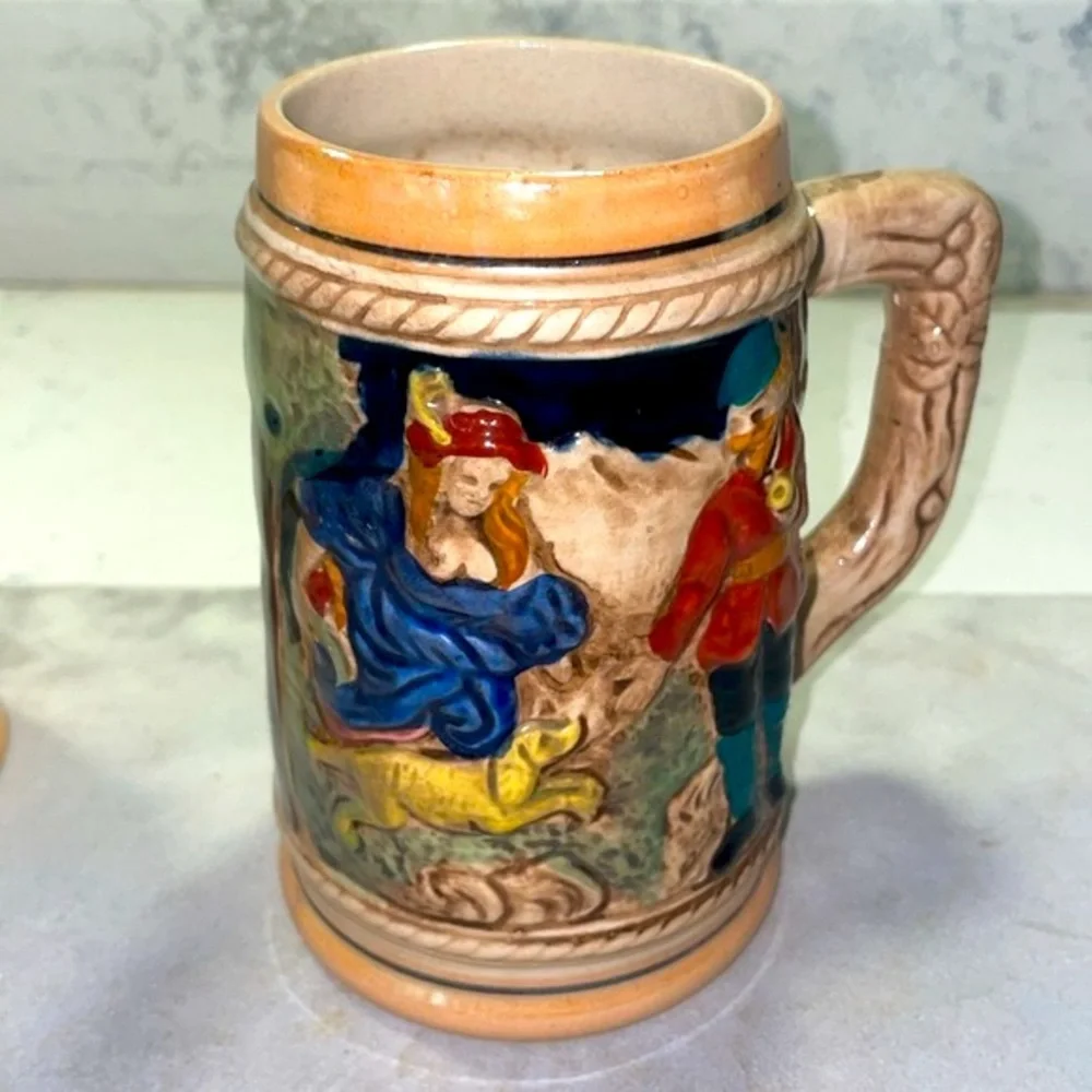 Vintage Lot of 3 Beer Steins Made in Occupied Japan Tavern Dog Mountain Scenes - Picture 3 of 16